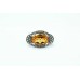 Sterling silver 925 Women's ring Black Marcasite Golden Topaz stone size 17